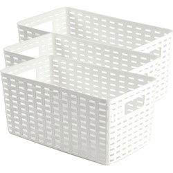 PlasticForte Opbergmand Kastmand - 3x - rotan kunststof - wit - 5L - Opbergmanden