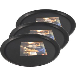 Set van 10x stuks kunststof horeca dienblad rond zwart 35 cm - Dienbladen