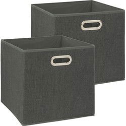 5Five Opbergmand/kastmandje - 2x - Donkergrijs - 31x31x31 cm - 29L - Opbergmanden