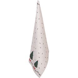 Clayre & Eef Theedoek Beige Katoen Kerst