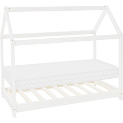 Kinderbed met dak en lattenbodem 80x160 cm White Pine ML Design