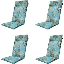 Madison -  Tuinstoelkussen Hoge Rug Grasse aqua - Ca. 120x50 cm - Set van 4
