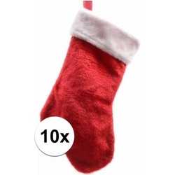 10x Pluche kerstsokken 40 cm rood/wit - Kerstsokken