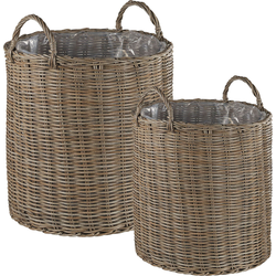 Beliani BITOLA - Plantenbak voor buiten-Bruin-PE rotan