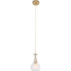 Mexlite - hanglamp - Grazio Glass - messing - glas metaal - Ø 14cm - E14 - 3493ME