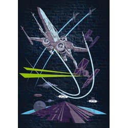 Komar fotobehang Star Wars Classic Concrete X-Wing donkerblauw en paars - 200 x 280 cm - 610054