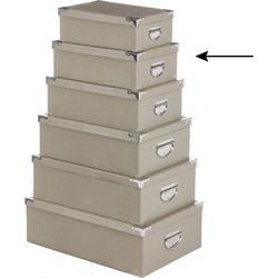 5Five Opbergdoos/box - beige - L32 x B21,5 x H12 cm - karton - Opbergbox