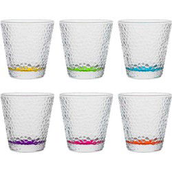 Vivalto Waterglazen/drinkglazen - 6x - kleurenmix - 310 ml - 9 cm - Drinkglazen