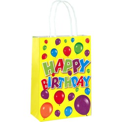 Decopatent® 24 STUKS Happy Birthday Traktatie Uitdeel papieren zakjes met handvat - Verjaardag Traktatiezakjes voor uitdeelcadeautjes