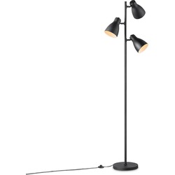 Moderne vloerlamp Zwart - 38.5/38.5/166.5cm - 3 lichts staande lamp - geschikt voor E27 LED lichtbron - met voetschakelaar - geschikt voor woonkamer, slaapkamer, thuiskantoor