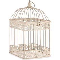 Arte R Home decoratie vogelkooi - draad metaal - beige - 18 x 35 cm - Deco vogelkooien