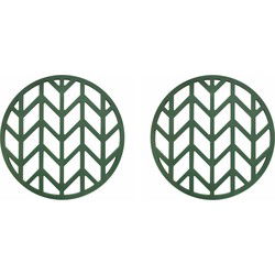 Krumble Siliconen pannenonderzetter rond met pijlen patroon - Groen - Set van 2