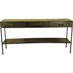 PTMD Simple Metal Gold sidetable open 3 drawers