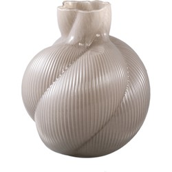 PTMD Chyrelle Cream wavy glass vase ball round