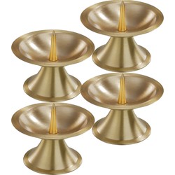 4x Ronde metalen stompkaarsenhouder goud voor kaarsen 5-6 cm doorsnede - kaars kandelaars