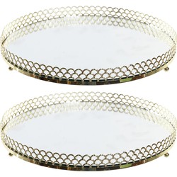 3x stuks ronde kaarsenborden/kaarsplateaus goud met spiegelbodem 25 cm - Kaarsenplateaus