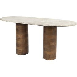 Salontafel Ovaal - Marmer Zandkleur - 100x40x43cm - Kouk
