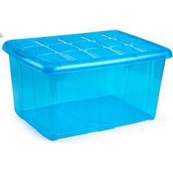 Plasticforte opslagbak organizers met deksel - blauw - 60 liter - Opbergbox