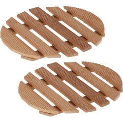 Pannenonderzetter - Set van 4x stuks - rond - 15 x 15 cm - hout - onderzetter - treefje - Panonderzetters