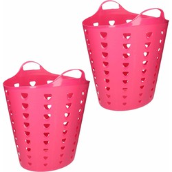 2x stuks roze opbergmanden flexibel 60 liter 47 x 50 cm - Opbergmanden