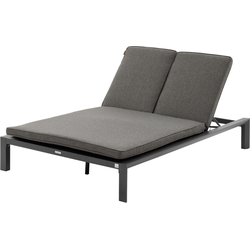 HESPERIDE HIXA Strandstoel - 2 personen - Ligstoel - Ligbed - tuin - Loungestoel buiten - Zonnebed - met wieltjes - Aluminium - Grijs - EVASION
