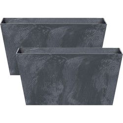 Prosperplast Plantenbak - 2x - kunststof - 60 x 31 x 31 cm - antraciet - Plantenbakken
