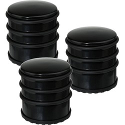 3x Stuks ronde deurstopper zwart 7 x 7,5 cm van metaal - Deurstoppers