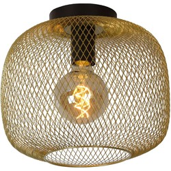 Vintage bolvormige mat goud/messing plafondlamp 30 cm E27