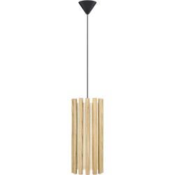 Komorebi Mini hanglamp natural oak - met koordset zwart - Ø 11 cm