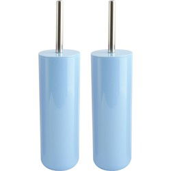 MSV Porto Toilet/wc-borstel houder - 2x - kunststof - pastel blauw - 38 cm - Toiletborstels