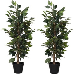 2x Kunstplanten Ficus groen bladeren 95 cm - Kunstplanten