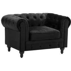 Beliani CHESTERFIELD - Fauteuil-Zwart-Fluweel