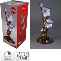 Vogels op tak met led 41 cm kerstversiering