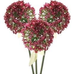 3 x Kunstbloemen steelbloem roze/rode sierui 70 cm - Kunstbloemen