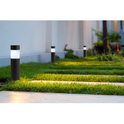 LED LOVERS Moderne Tuinverlichting, Set van 4, Solar Buitenlampen, Draadloze Padverlichting, LED Sfeerverlichting, Beveiligingslampen met Lichtsensor, 27 cm