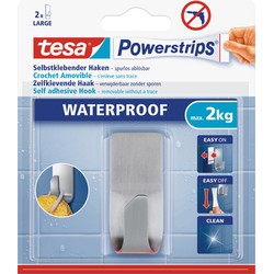 Powerstrips RVS haken waterproof Tesa 2 stuks - Handdoekhaakjes