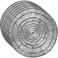Set van 6x stuks ronde Placemats metallic zilver look diameter 38 cm - Placemats