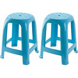 Plasticforte Krukje - 2x stuks - Lichtblauw - kunststof - 46,5 cm - Huishoudkrukjes