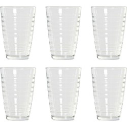 12x Stuks transparante waterglazen/drinkglazen streep relief 300 ml van glas - Drinkglazen