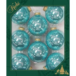 Krebs Kerstballen - 8 stuks - glas - blauw - 7 cm - Kerstbal