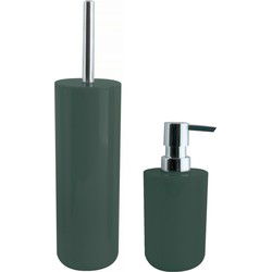 MSV Toiletborstel in houder 38 cm/zeeppompje set Moods - kunststof - donkergroen - Badkameraccessoireset