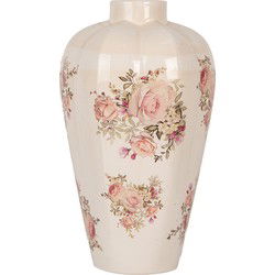 Clayre & Eef Vaas Ø 24x40 cm Beige Keramiek Bloemen