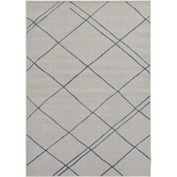 Vercai Rugs Terrace Collectie - Laagpolig Vloerkleed - Tapijt voor Binnen en Buiten - Polypropyleen - Ivoor / Blauw - 160x220 cm