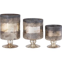 PTMD Windlicht Keerah - 15x15x35 cm - Glas - Brons