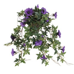 Mica Decorations Petunia Kunst Hangplant in Bloempot Stan - L25 x B45 x H50 cm - Donkerpaars