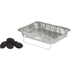 La Dehesa Eenmalig gebruik wegwerp BBQ/Barbeque grill - 31 x 23 x 6 cm - Houtskoolbarbecues