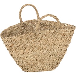 J-line - Strandtas Kort Handvatten Jute Naturel - 41x44x38cm