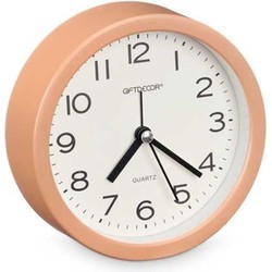 Giftdecor Wekker/alarmklok Good Morning - oranje - kunststof - dia 12 cm - staand - rond - Wekkers