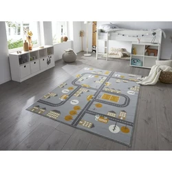 Kindervloerkleed - Adventures Stad Design Grijs/Geel - 160 X 220 CM