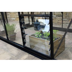 Louvreraam 6L, 610 x 610 mm, veiligheidsglas, zwart gecoat